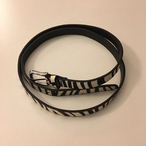 Zebra print skinny belt